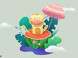 春天群众吃瓜画,群众共享的甜蜜时光